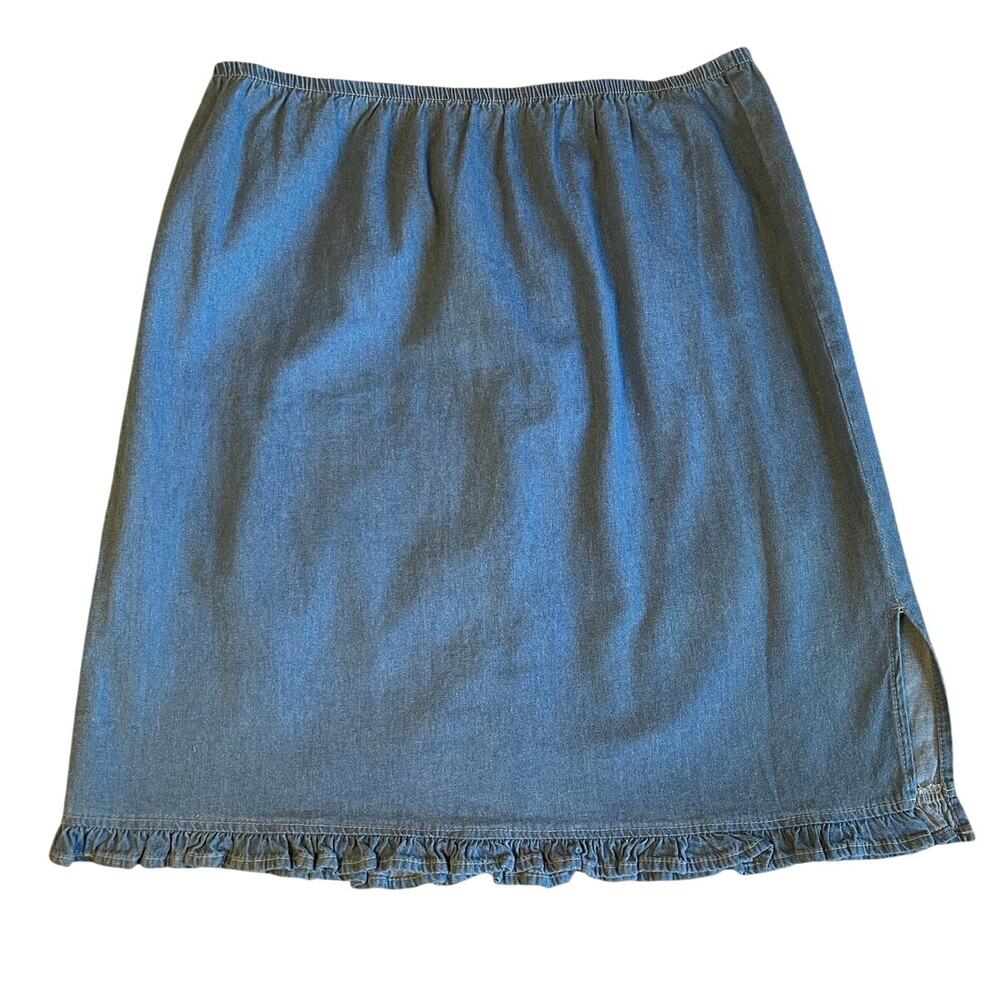 VTG VS Vintage Studio Cottage Preppy Denim Chambray Pull On Cotton Skirt 14
